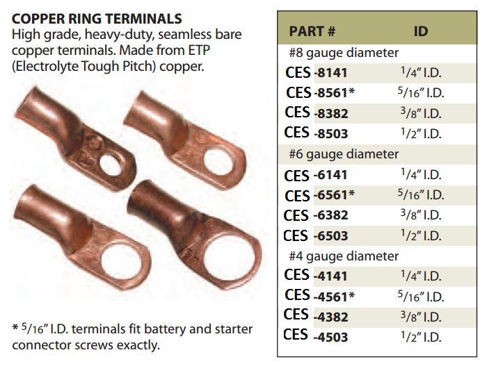 RING CONNECTOR, 3/8, 4 GA