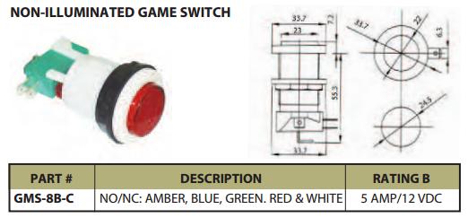 Non Illuminated Game Switch No Nc 12vdc White Ces Gms 8b Cw