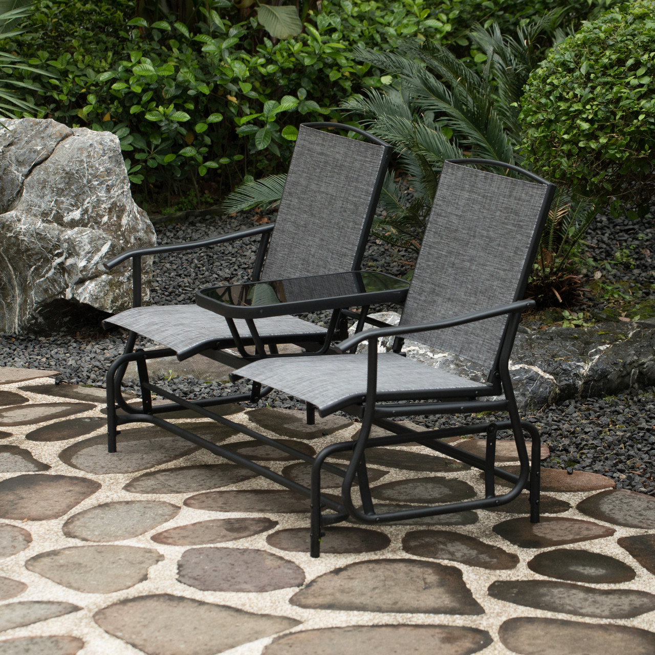Buy Wholesale QI004528 Two Person Outdoor Double Swing Glider Chair Set