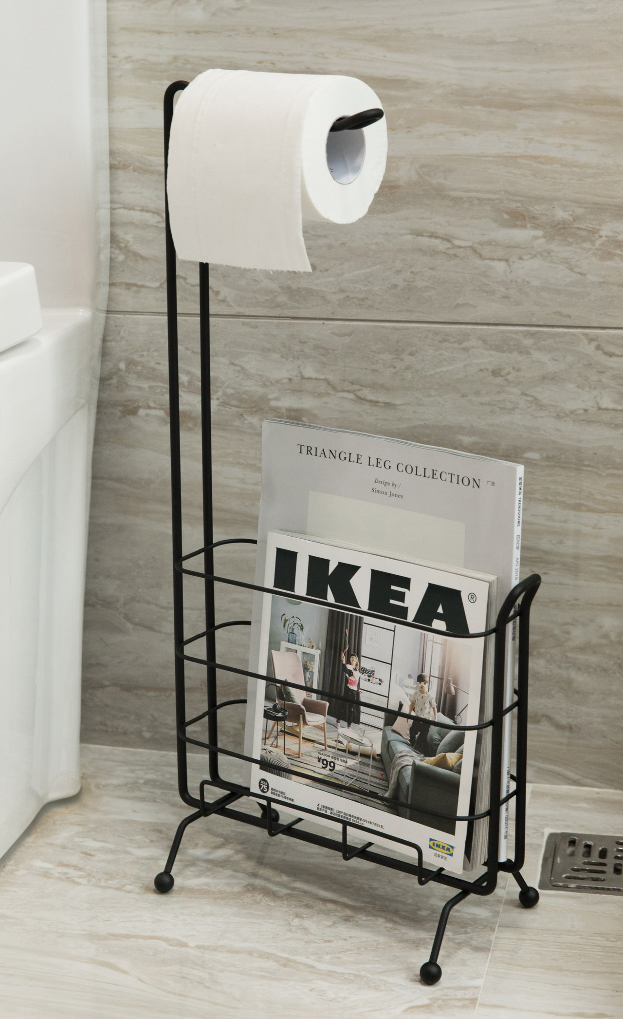 Buy Wholesale QI003489 Metal Toilet Paper Holder with Magazine Rack