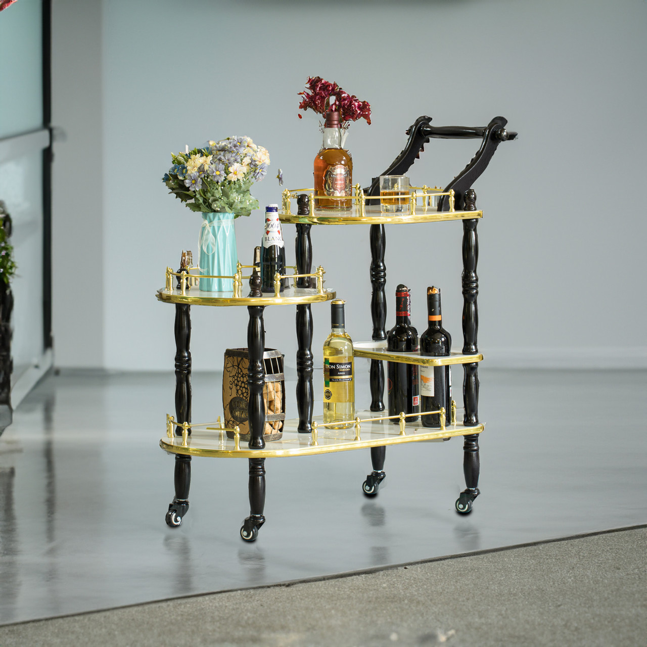 Fabulaxe Serving Bar Cart Tea Trolley