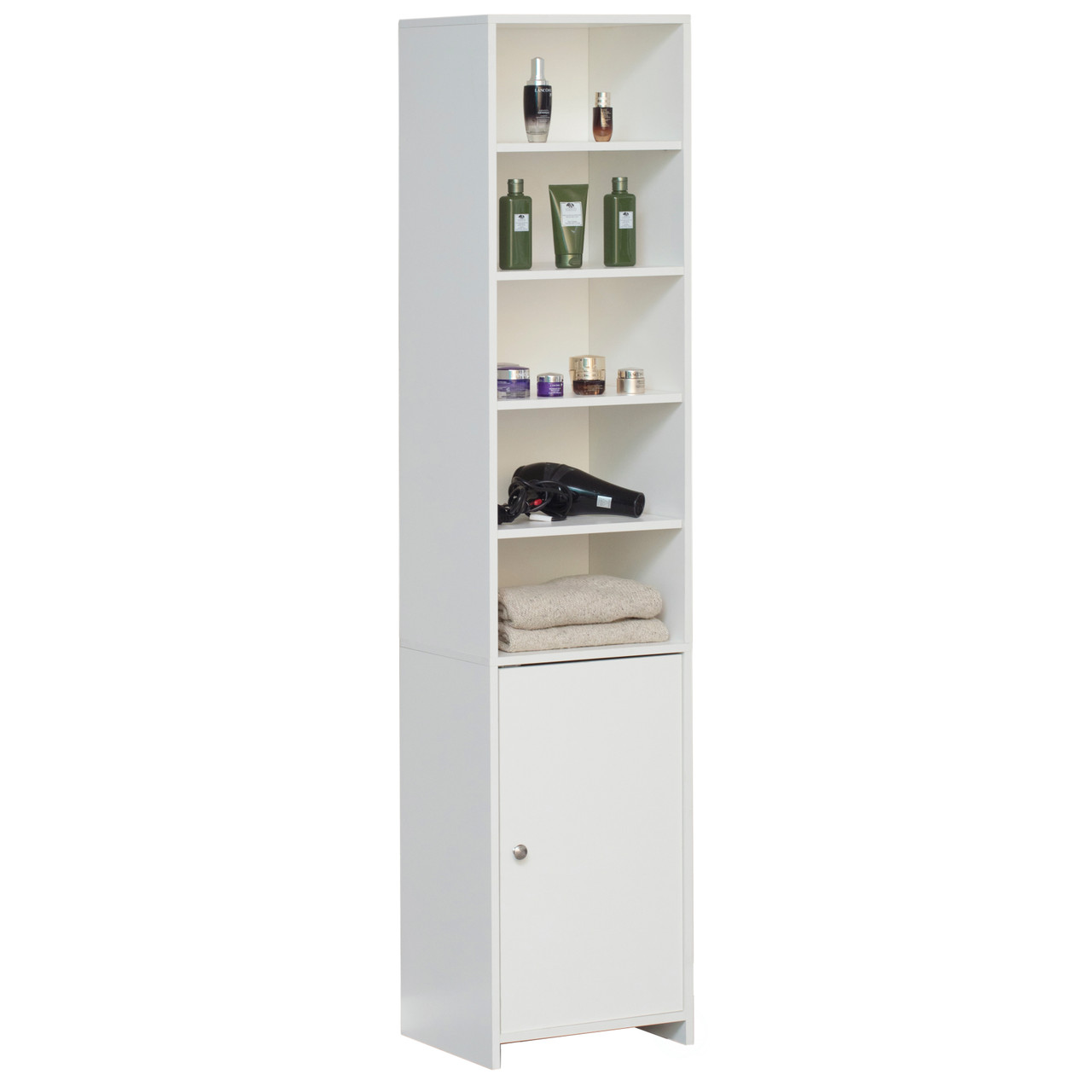 Mainstays Bathroom Storage Linen Tower with Concealed Storage and