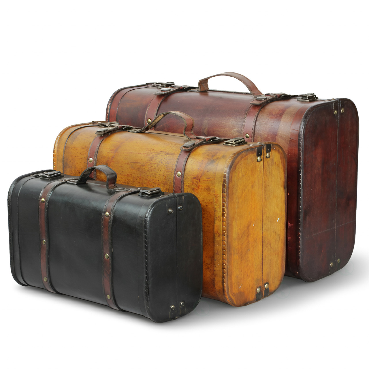 Buy Wholesale QI003068 3-Colored Vintage Style Luggage Suitcase