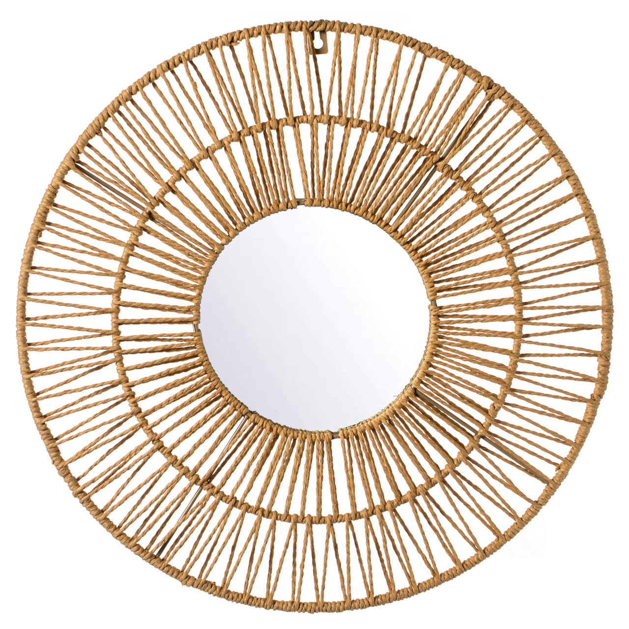 Buy Wholesale QI004164 Decorative Woven Paper Rope Round Shape Bamboo Wood  Modern Hanging Wall Mirror