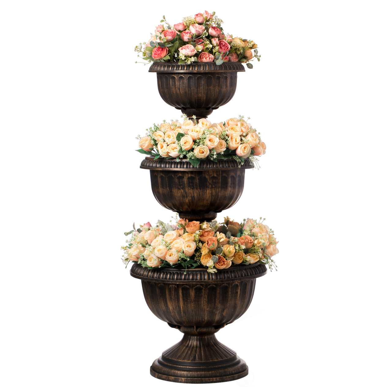Buy Wholesale QI004403 Outdoor Garden Triple Stacked Flower Bowl