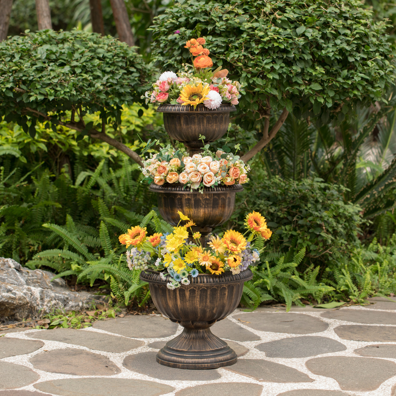 フラワー・ガーデニング BOTANIZE Plastic Pot Bowl SP 3set Buy Wholesale QI004403 Outdoor Garden Triple Stacked Flower Bowl