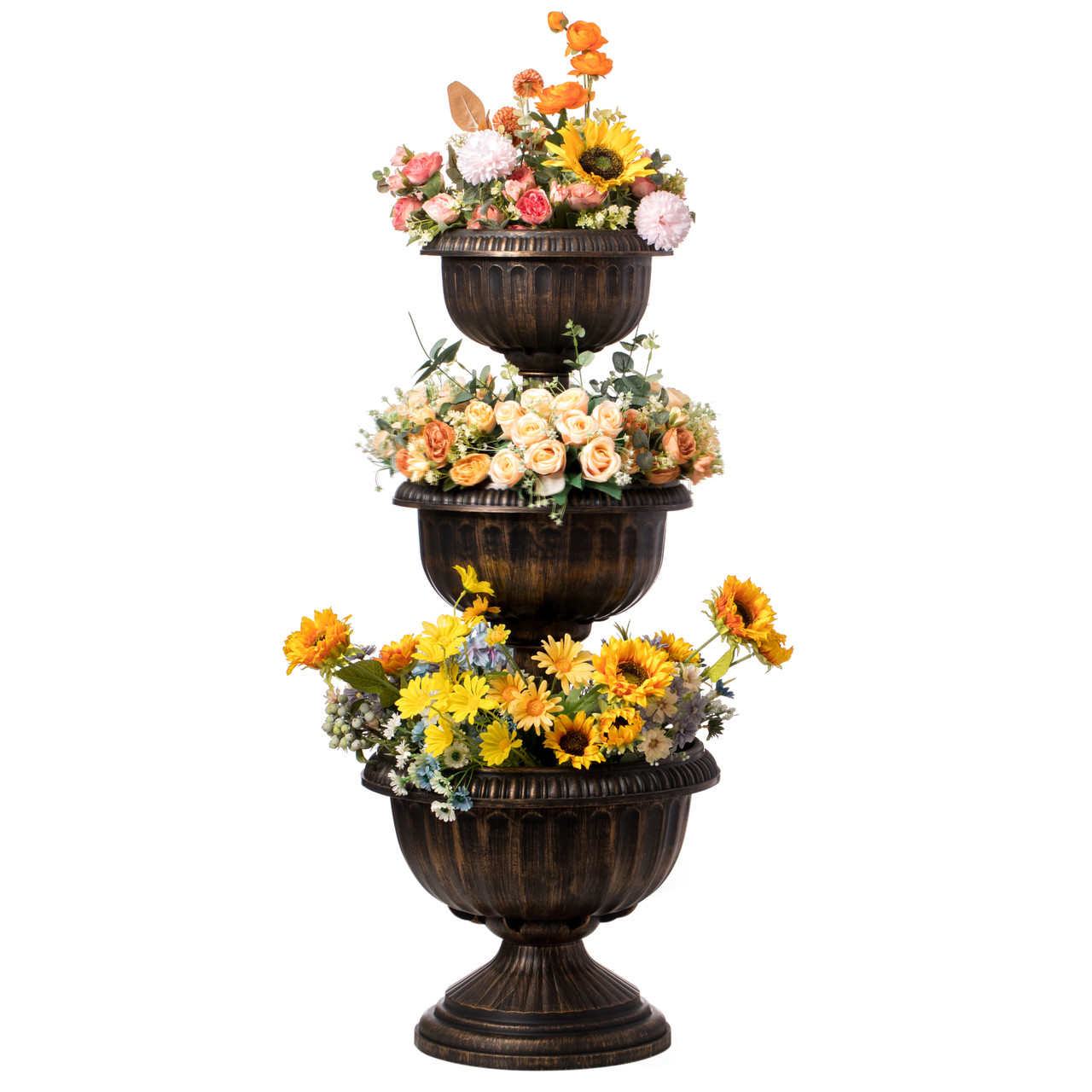Buy Wholesale QI004403 Outdoor Garden Triple Stacked Flower Bowl