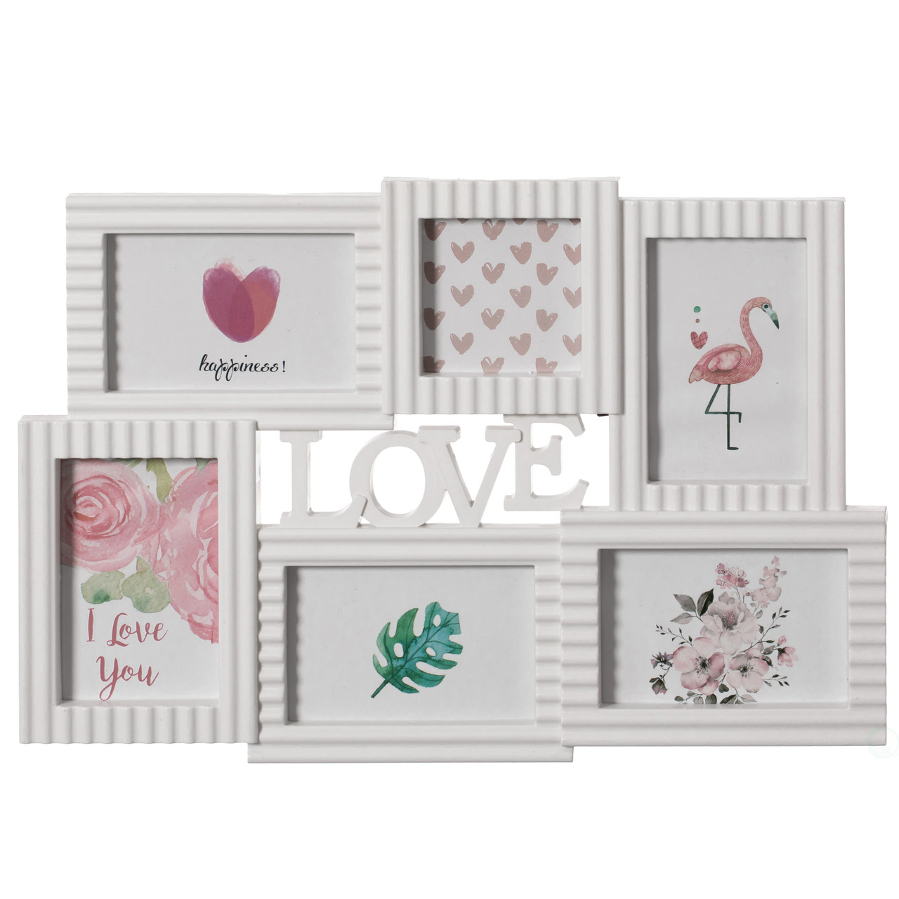 Buy Wholesale QI004490.WT Decorative Modern Wall Mounted Collage Picture  Holder Multi Photo Frame for 6 Pictures Love Text Design, White