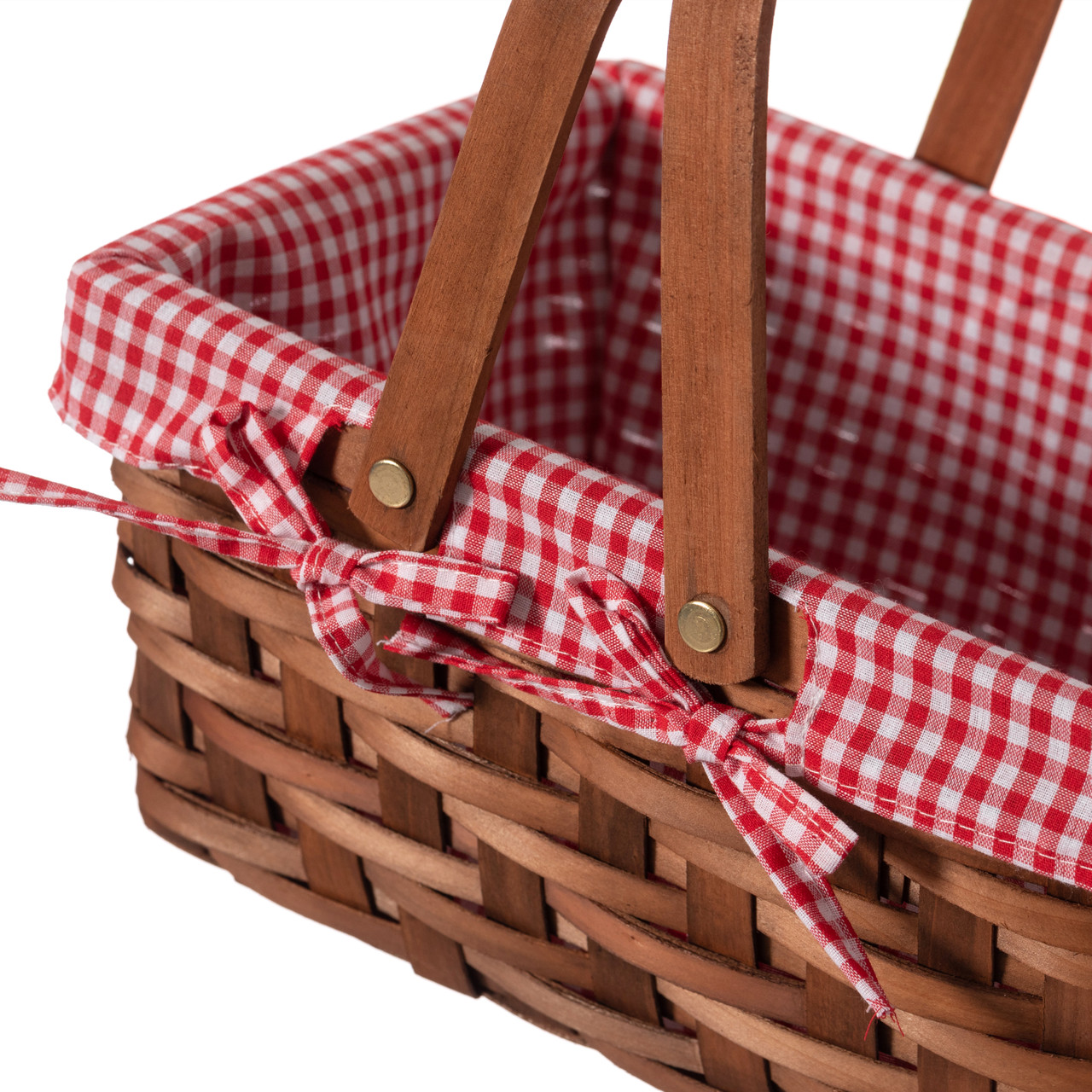 Buy Wholesale QI003085 Small Rectangular Basket Lined with Gingham Lining