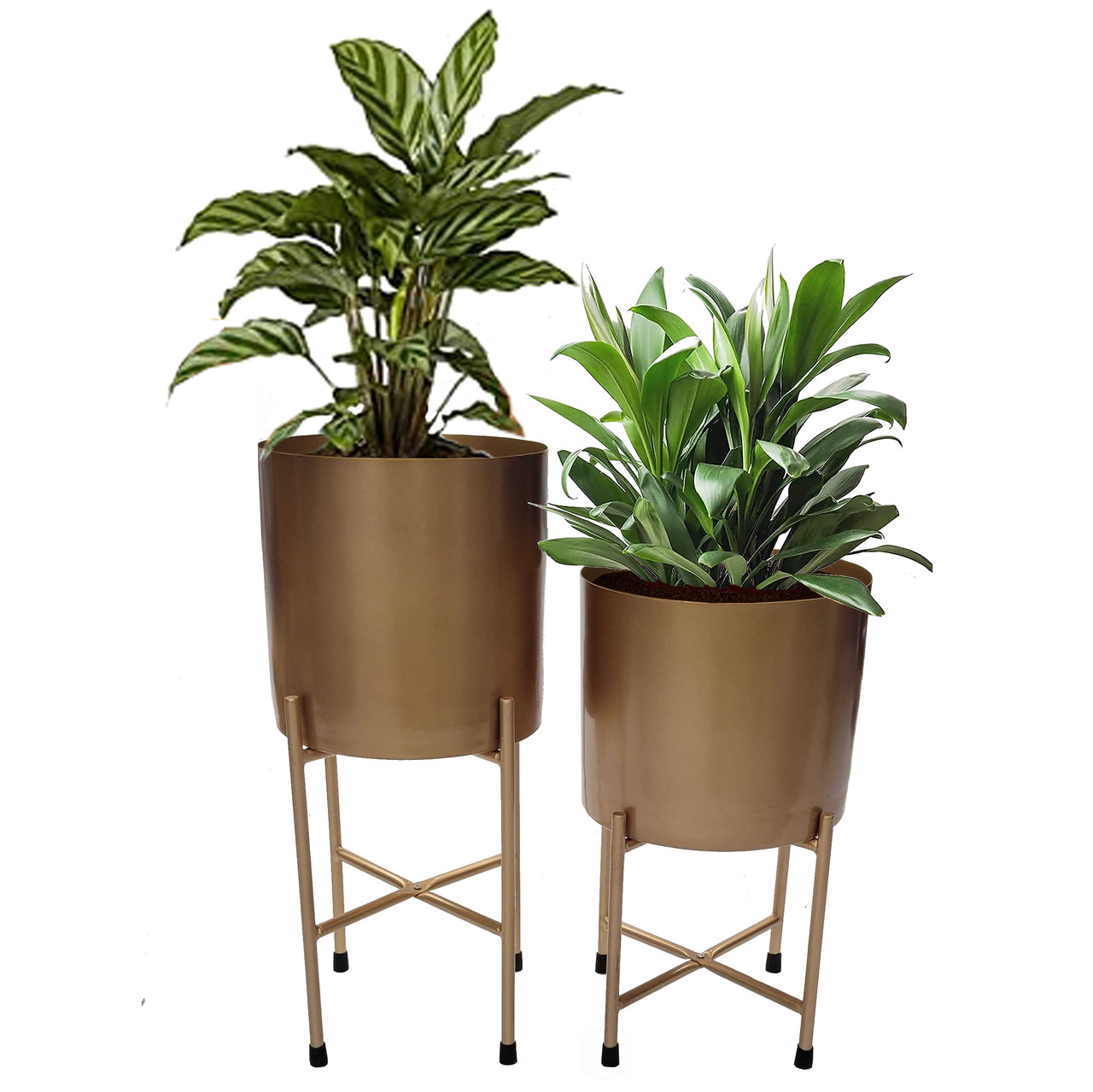 Tall Metal Floor Flower Planter Holder with Stand, Modern Decorative Floor Flower  Holder, Perfect for Your Entryway, Living Room, or Dining Room Decor -  Quickway Imports Inc
