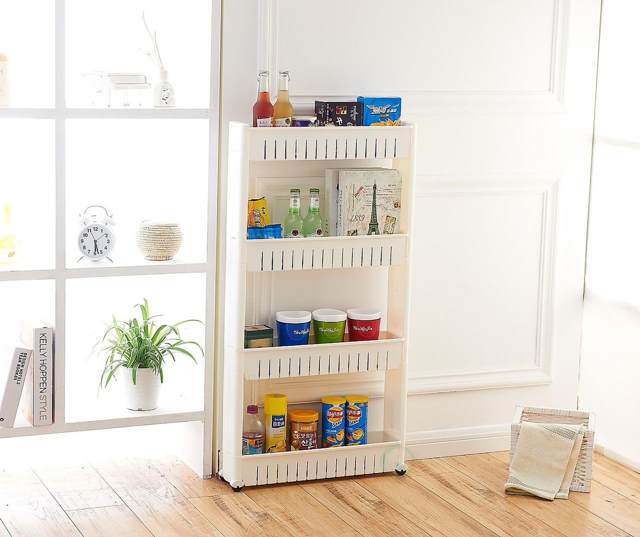 Basicwise Storage Cabinet Organizer Rolling Cart - Thumbnail 3