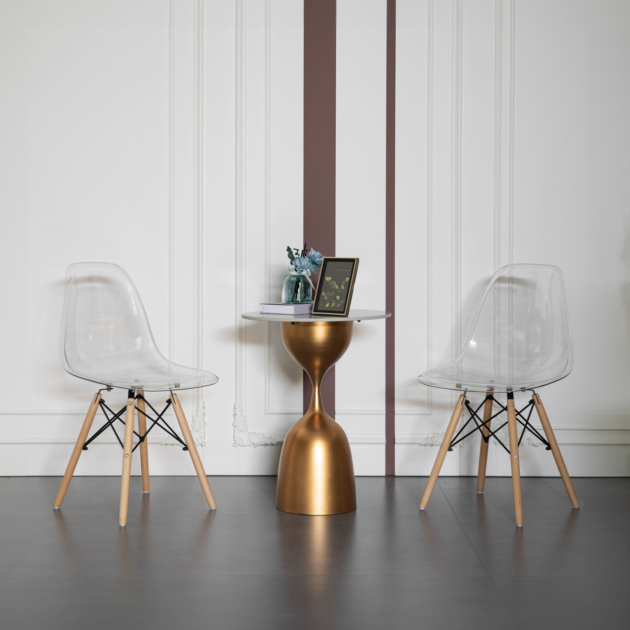 Mid-Century Modern Style Dining Chair with Wooden Dowel Eiffel