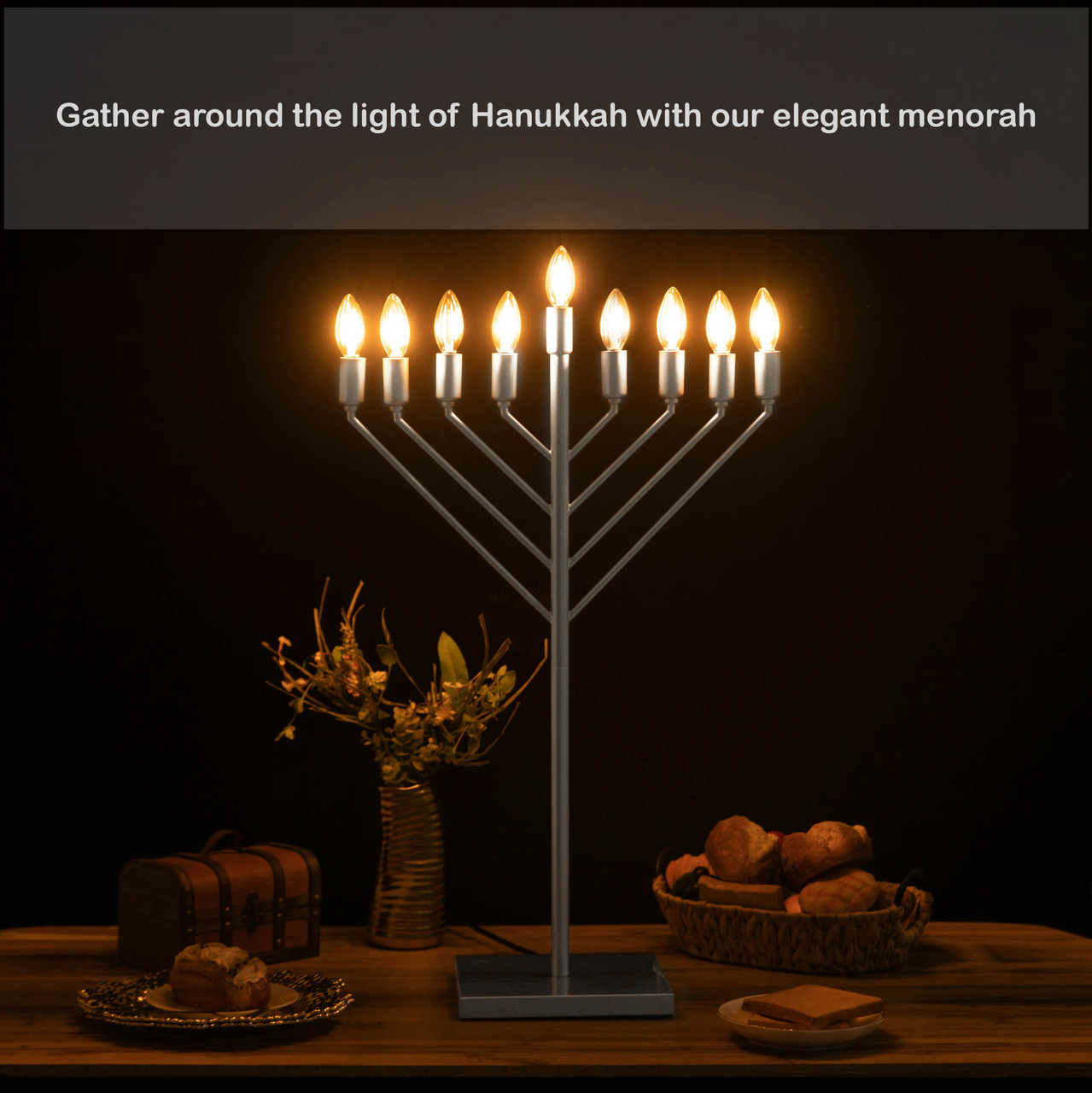 Hanoukka Menorah, 2 Pièces Judaïsme Hanoukka Décor LED Bougie, À Piles Chanoucca Lumières Bougeoir Pour Décoration De Fête De Prière Religieuse