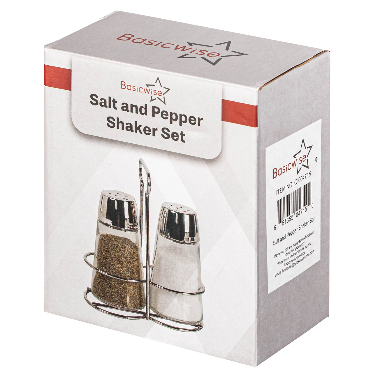 Basicwise Multifunctional Glass Salt and Pepper Shaker Set with