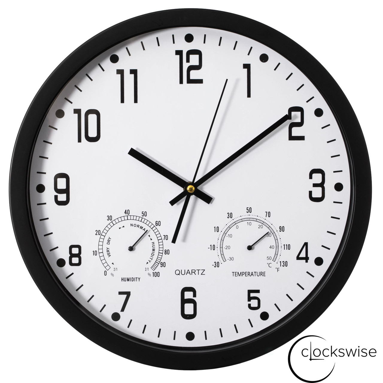 Clockswise Non-Ticking Quartz Wall Clock with Thermometer