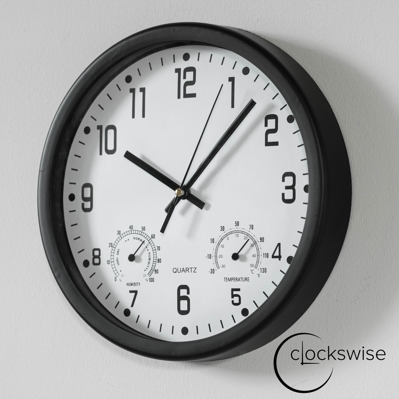 Clockswise Non-Ticking Quartz Wall Clock with Thermometer