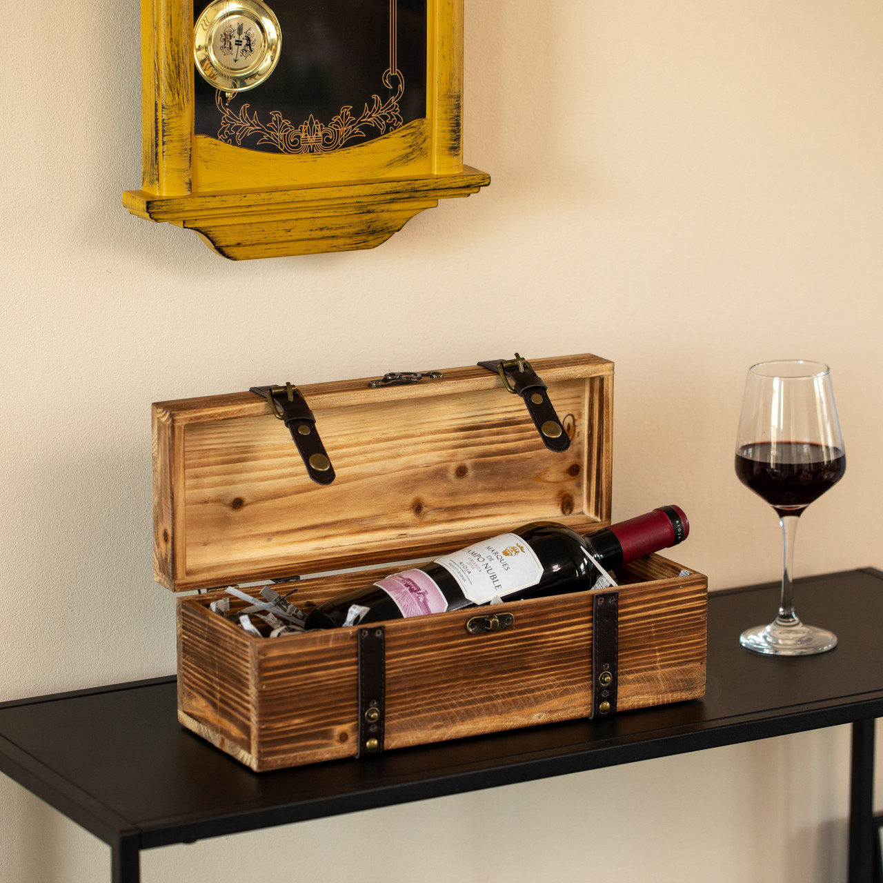 Vintiquewise Vintage Wooden Wine Gift Box Rustic Single Bottle