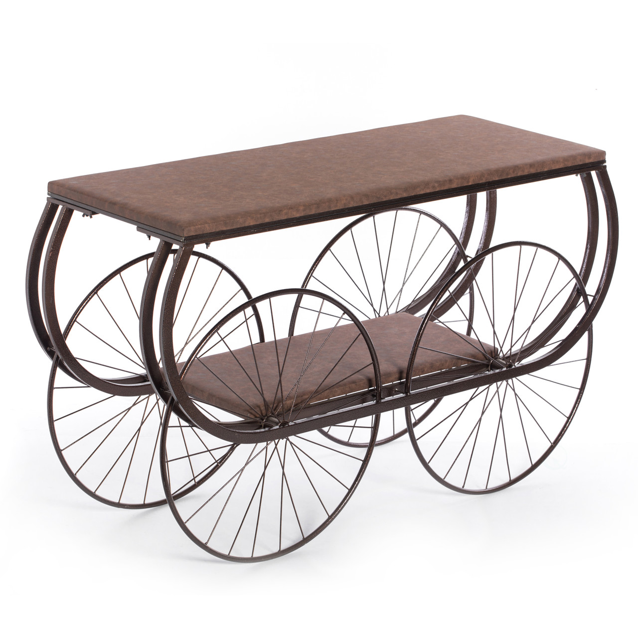 Vintiquewise Industrial Wagon Style Console Table Rustic Wood Top