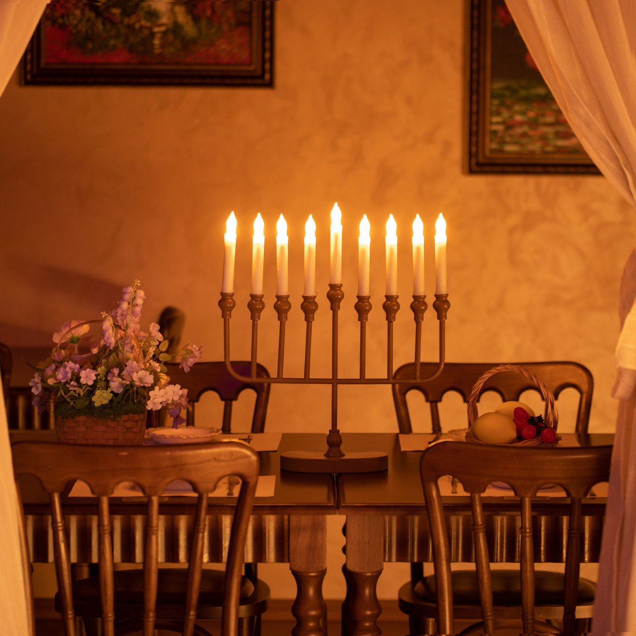 FOMIYES Hanukkah Menorah 7 Braccia In Argento - Candelabro Ebraico Per Decorazione Tavola