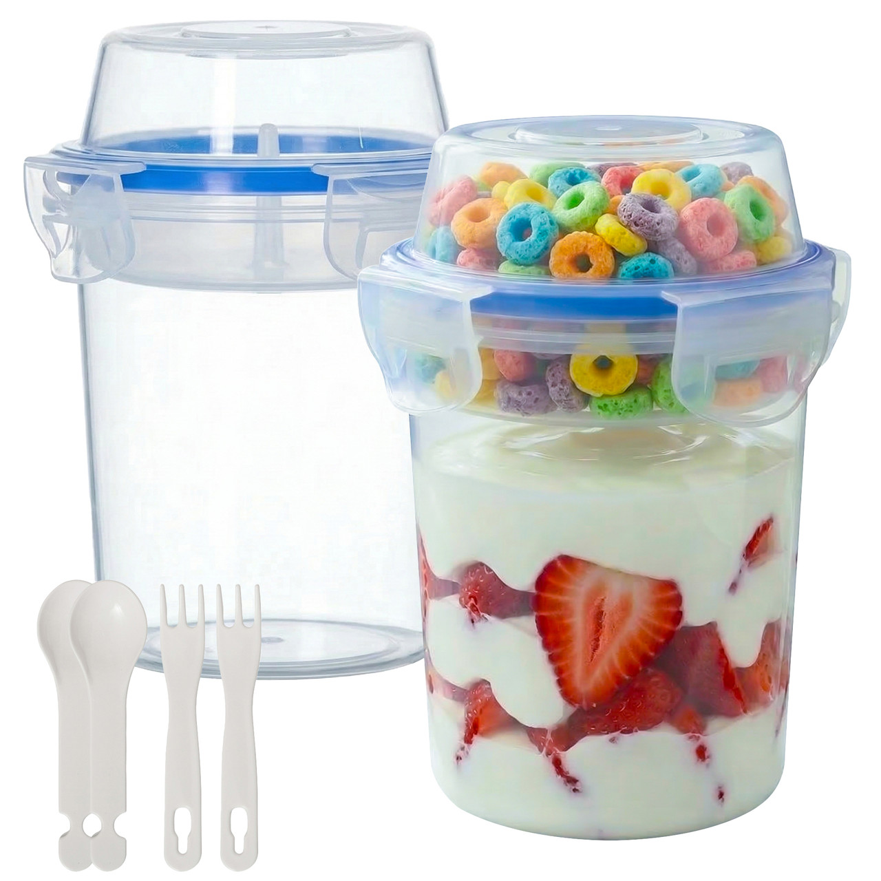 Basicwise 480ml Airtight Cereal Storage Container with Separate