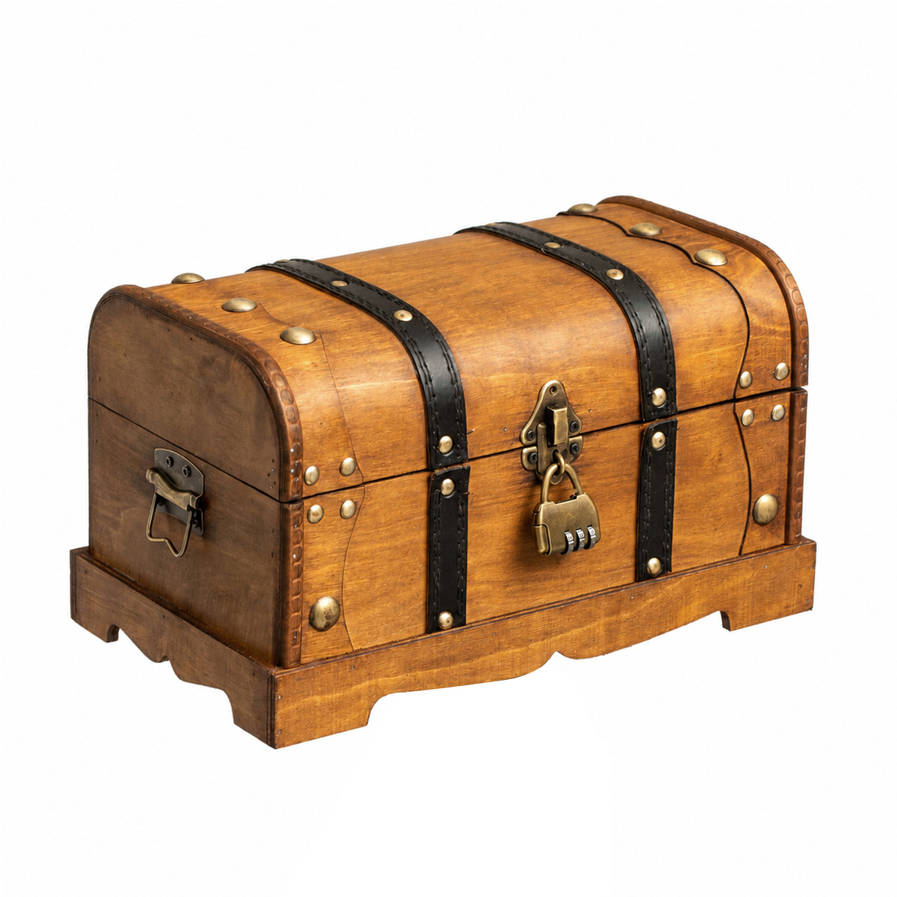 Vintiquewise Vintage Wooden Treasure Chest with Lock for Home