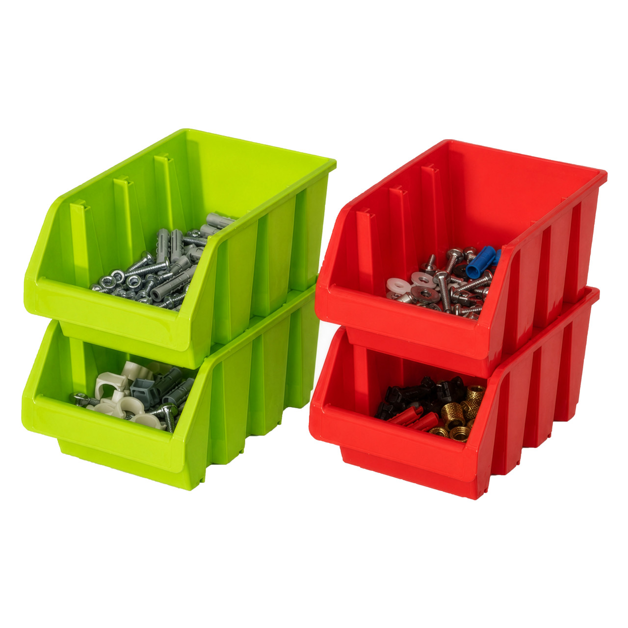 Basicwise Red & Green Stackable Easy-Access Storage Organizer