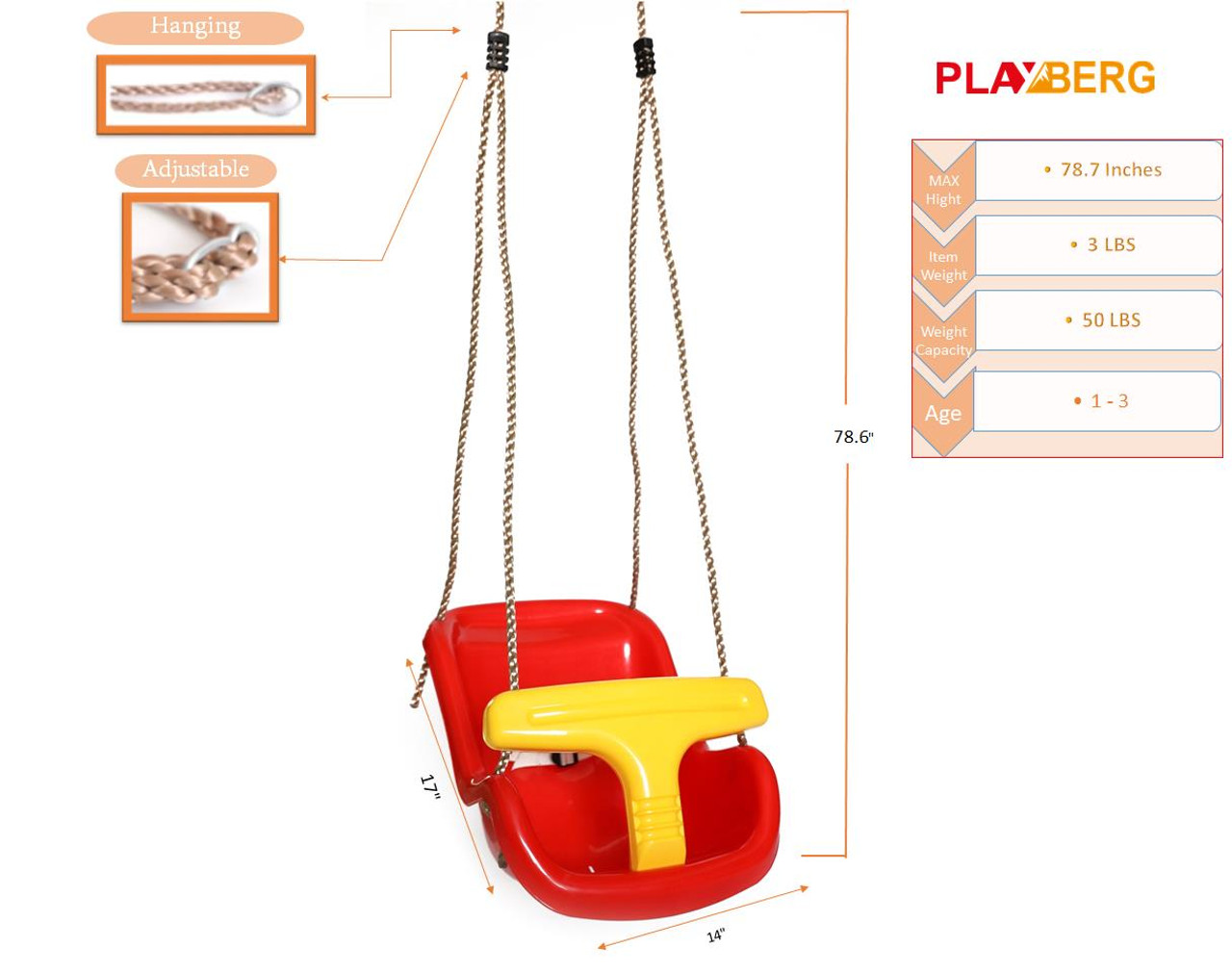 Buy Wholesale QI003371 Red Plastic Baby and Toddler Swing