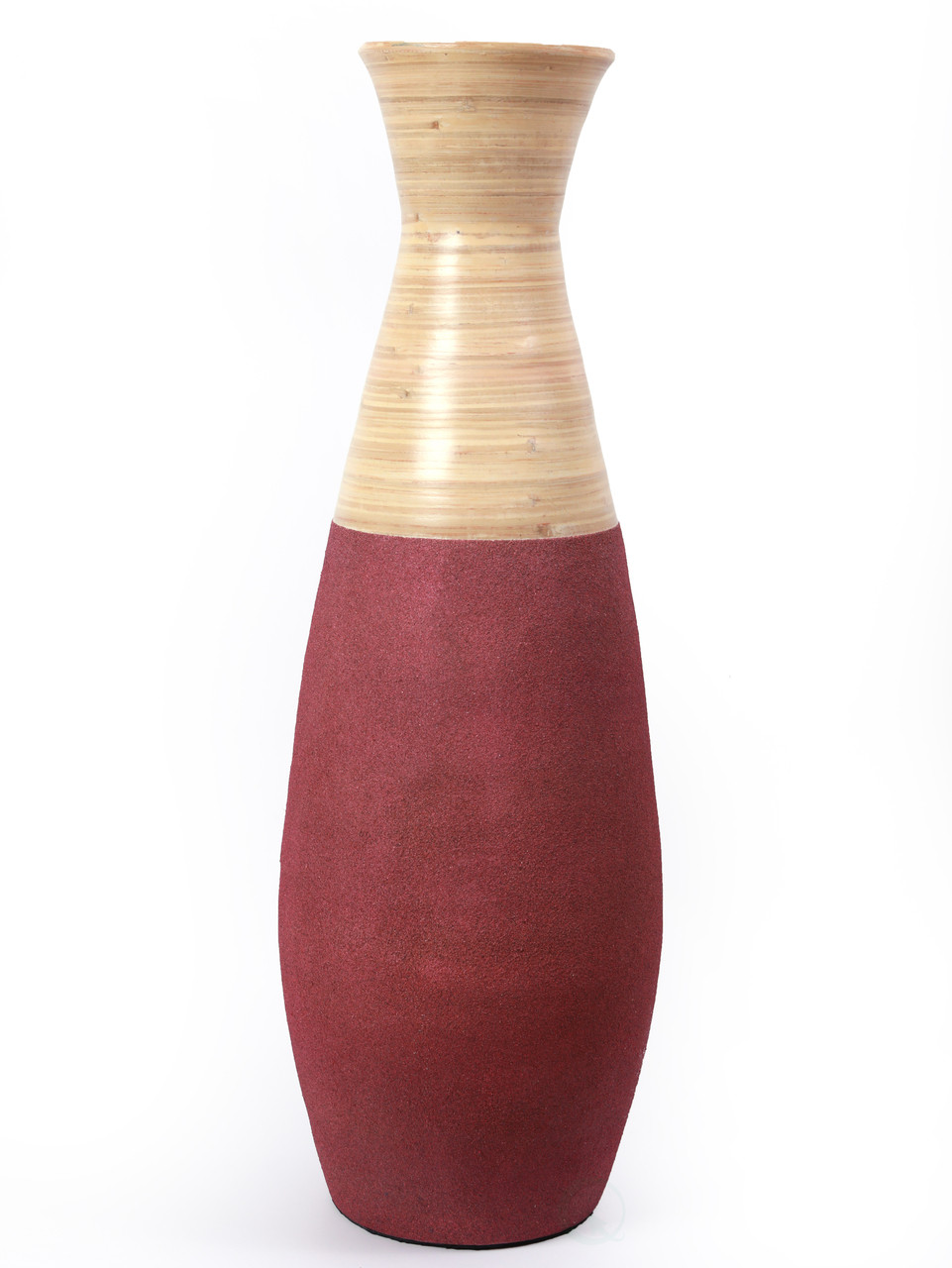 31 5 Tall Handcrafted Bamboo Floor Vase Burgundy And Natural