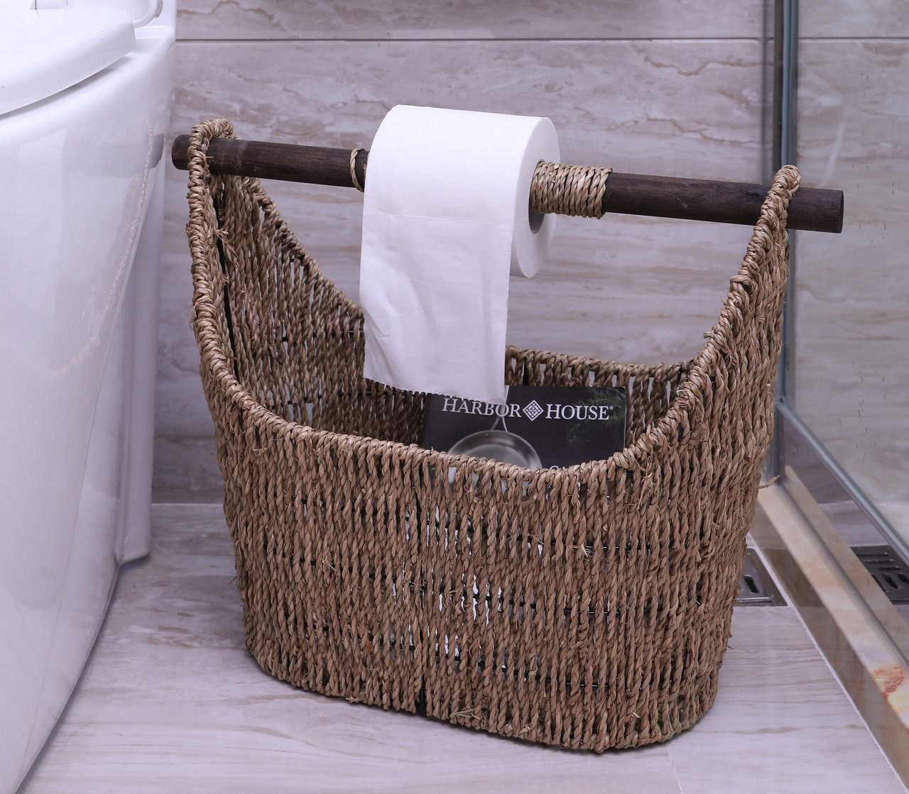 Vintiquewise 14.5W X 13.7/8H X 10D Rustic Willow Toilet Paper Holder - Magazine Basket QI003071 - The Home Depot