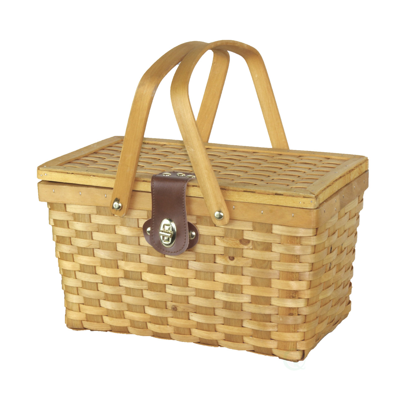 Buy Wholesale QI003624 Gingham Lined Woodchip Picnic Basket With