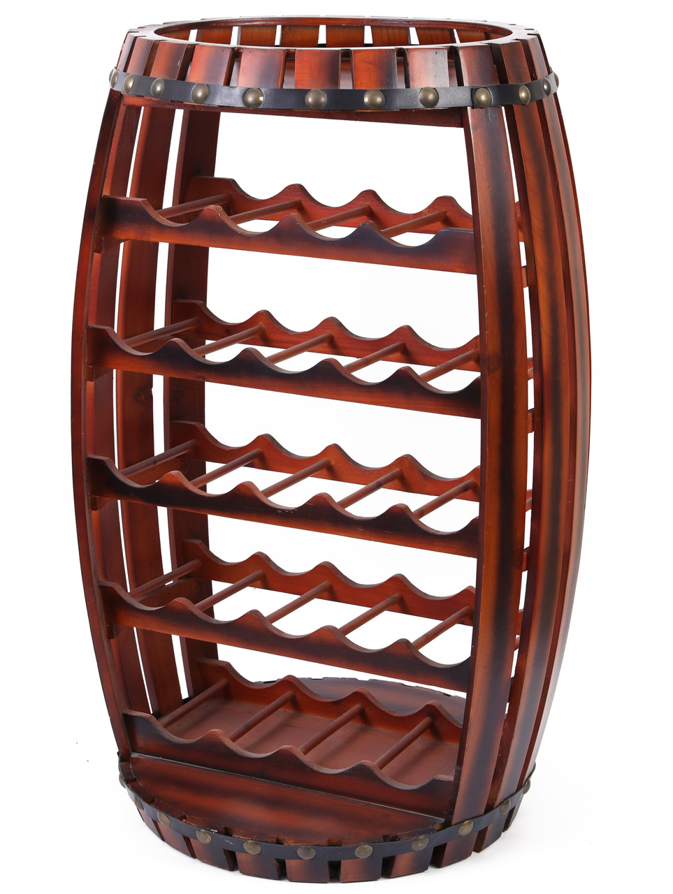 Vintiquewise Rustic Barrel Shaped Wooden Wine Rack