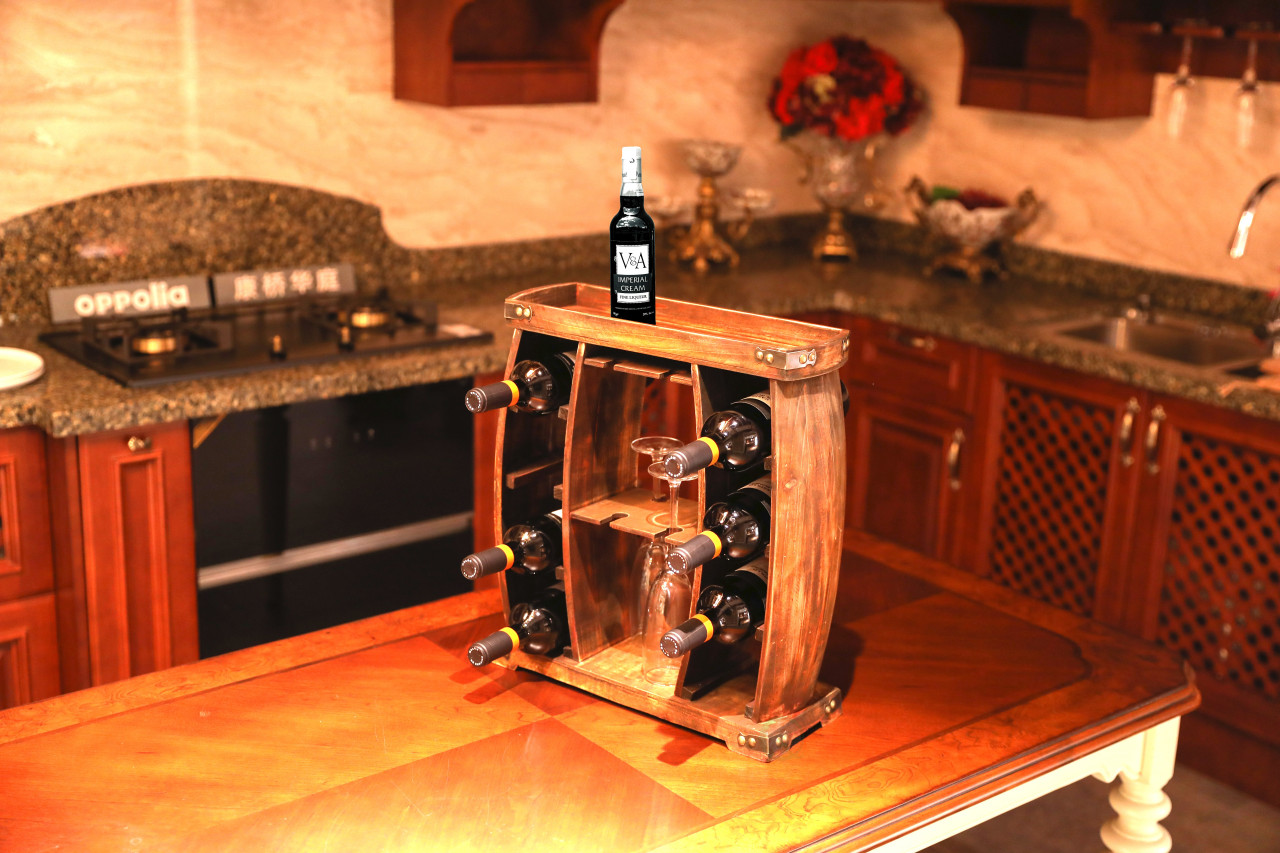 Buy Wholesale QI003606 Decorative Wooden 8 Bottle Rustic Wine Rack