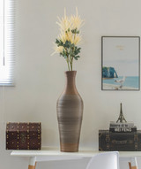27-inch Tall Standing Designer Floor Vase - Durable Artificial Rattan - Elegant Two-Tone Brown Finish - Ideal Decor Accent for Living Room, Bedroom, Entryway - Stylish Home Decor Statement Piece