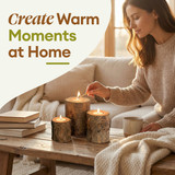 Bark Wooden Pillar Tree Stump Tea Light Rustic Candle Holder - Set of 3