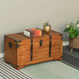 Rustic Large Wooden  Storage Trunk with Lockable Latch