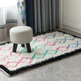 Handwoven Multicolored Geometric Trellis Plush Wool Shag Area Rug, 3' x 5'