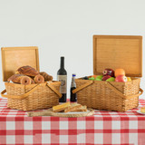 Woodchip Picnic Storage Basket with Cover and Movable Handles
