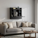 Wall Mount Folding Laptop Writing Computer or Makeup Desk with Storage Shelves and Drawer