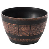 Brown Outdoor Rustic Half Barrel Flower Garden Planter Bowl, Plastic
