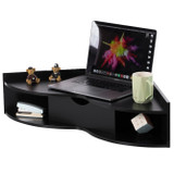 Basicwise Wall Mounted Folding Desk with Drawer & Shelves - Fold Down Table for Small Spaces, Home Office, Bedroom, Laundry - 33x23.5 in, Modern Floating Workspace, Space-Saving Design