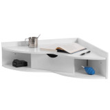 Basicwise Wall Mounted Folding Desk with Drawer & Shelves - Fold Down Table for Small Spaces, Home Office, Bedroom, Laundry - 33x23.5 in, Modern Floating Workspace, Space-Saving Design