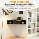 Basicwise Wall Mounted Folding Desk with Drawer & Shelves - Fold Down Table for Small Spaces, Home Office, Bedroom, Laundry - 33x23.5 in, Modern Floating Workspace, Space-Saving Design