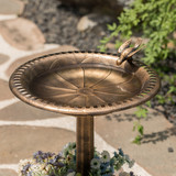 Outdoor Garden Bird Bath and Solar Powered Round Pond Fountain with Planter Bowl, Copper Outdoor Garden Bird Bath and Solar Powered Round Pond Fountain with Planter Bowl, Copper