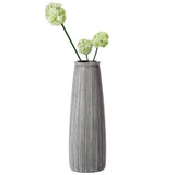 Grey Striped Decorative Round Table Centerpiece Flower Vase Display Modern Home Decor Accent Stylish Elegant Ornamental Accessory Floral Arrangement Holder Living Room Dining Room Kitchen Decoration