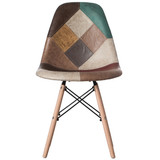 Modern Fabric Patchwork Chair with Leather and Suede Like Tones with Wooden Legs for Kitchen, Dining Room, Entryway, Living Room Modern Fabric Patchwork Chair with Leather and Suede Like Tones with Wooden Legs for Kitchen, Dining Room, Entryway, Living Room