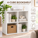 Modern Wooden Toy Storage Bookshelf 4 Cube Organizer Square Bookcase