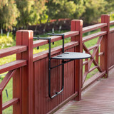 Indoor and Outdoor Rattan Decorative Plastic Foldable Balcony Table, Black