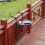 Indoor and Outdoor Rattan Decorative Plastic Foldable Balcony Table, Black