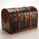 Wooden Leather Treasure Chest