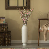 19.25 in Tall Decorative White Metal Floor Vase With 2 Gold Handles - Elegant Handcrafted Chic Vessel for Entryway, Living Room, or Dining Room - Modern Home Decor Accent - Tall Floor Standing Vase